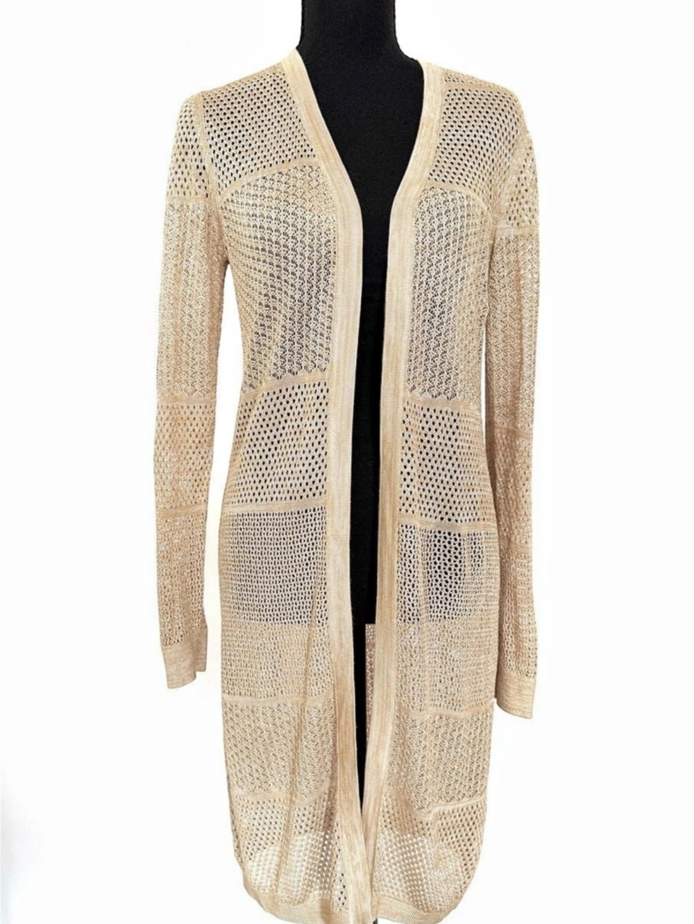 White House Black Market Open Front Knit Cardigan in Beige Size Small Like New